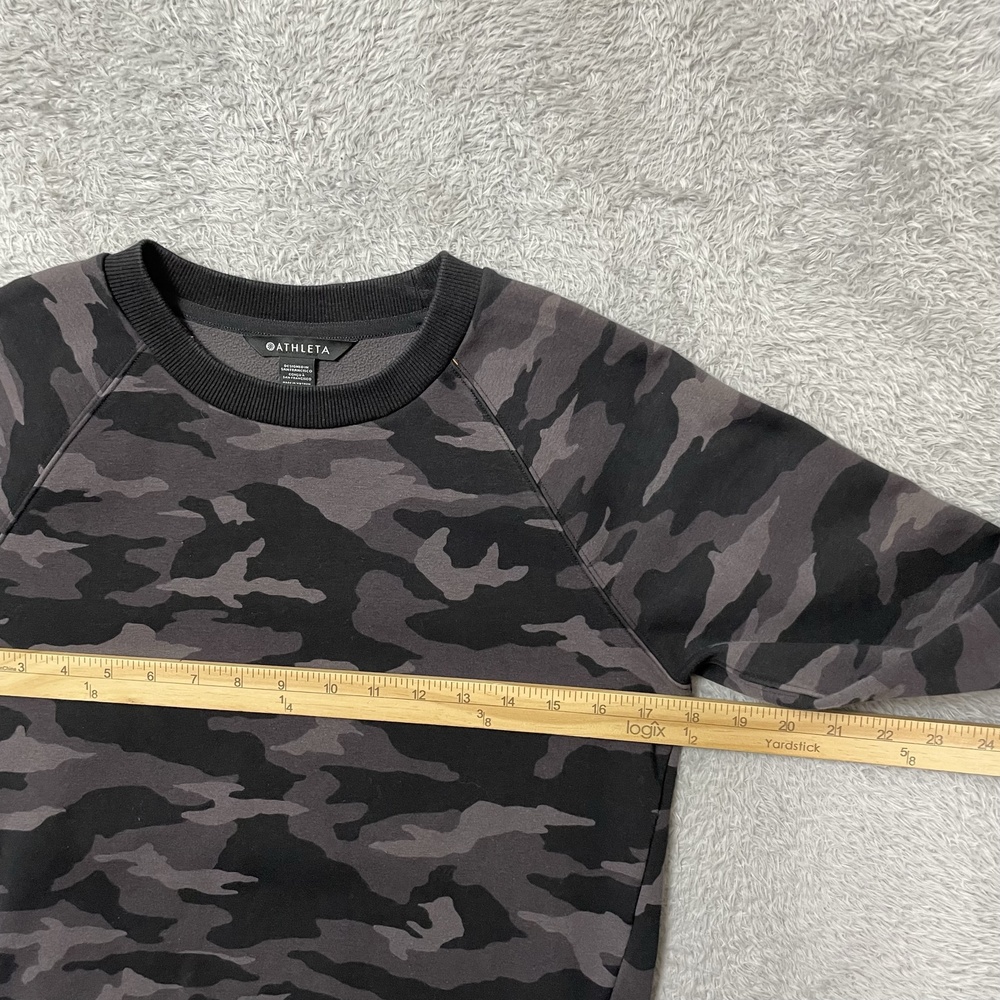 Athleta Sweatshirt Womens XS Gray Camo Fleece Triumph Crewneck Pullover Stretch - Picture 5 of 10